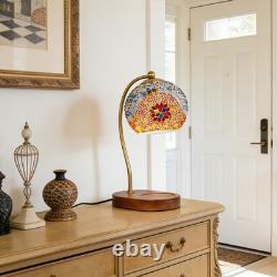 7-in Mini Tiffany Table Lamp, Mosaic Aromatherapy Wax Lamp, Including Light Bulb