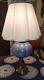 70's Vintage Lamp Tulip Shade Pleated Unique Shape Blue Jeanie Light