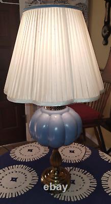 70's VINTAGE lamp Tulip SHADE pleated UNIQUE shape BLUE JEANIE light