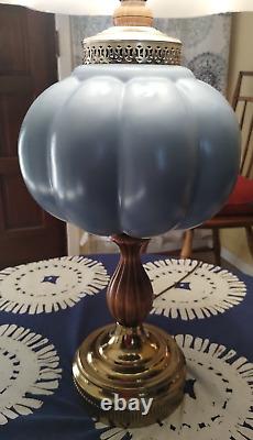 70's VINTAGE lamp Tulip SHADE pleated UNIQUE shape BLUE JEANIE light