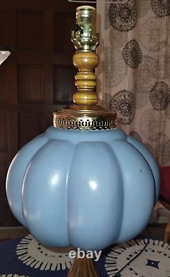 70's VINTAGE lamp Tulip SHADE pleated UNIQUE shape BLUE JEANIE light