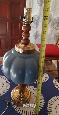 70's VINTAGE lamp Tulip SHADE pleated UNIQUE shape BLUE JEANIE light