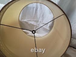 70s Large 16x16 Barrel/Drum Lamp Shade Cream Beige Linen Floor/Table Vintage