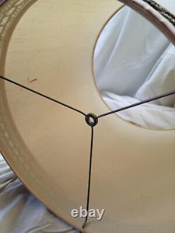 70s Large 16x16 Barrel/Drum Lamp Shade Cream Beige Linen Floor/Table Vintage