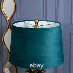 71cm Gold & Clear Glass Pineapple Shaped Table Lamp with Teal Velvet Drum Shade