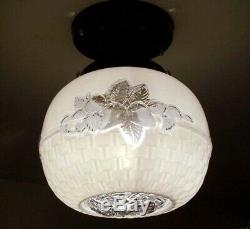 751 Vintage Antique aRT Deco Glass Globe Shade Ceiling Light Lamp Fixture