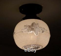 751 Vintage Antique aRT Deco Glass Globe Shade Ceiling Light Lamp Fixture