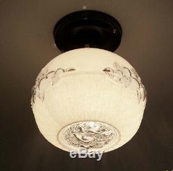 751 Vintage Antique aRT Deco Glass Globe Shade Ceiling Light Lamp Fixture