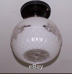 751 Vintage Antique aRT Deco Glass Globe Shade Ceiling Light Lamp Fixture