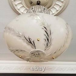 783b Vintage antique arT Deco Glass Shade Ceiling Light Lamp Fixture Chandelier