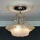 784b Vintage Antique Art Deco Glass Shade Ceiling Light Lamp Fixture Chandelier