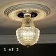 788b Vintage Antique Ceiling Light Glass Shade Lamp Fixture Hobnail Hall Closet