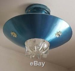 792b Vintage Mid-Century Ceiling Light shade Lamp Fixture Glass bath hall eames