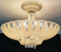 798b Vintage antique Ceiling Glass Shade Light Lamp Fixture Chandelier 1 of 2