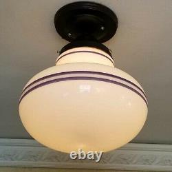 799 Vintage antique aRT Deco Ceiling Light Glass Shade Lamp Fixture bath hall