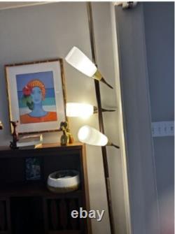 8.75 x 2 WHITE MID-CENTURY Pole Lamp THREADED Fitter GLASS Shade VINTAGE 10703