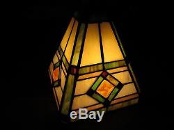 8 Hanging Stained Glass Lamp Shades Vintage Exc! All Parts Rare Perfect Glass A1