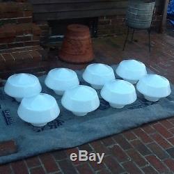 8 Matching Vtg 14 Acorn Schoolhouse /Courtroom Ceiling Lamp Shades Near Perfect