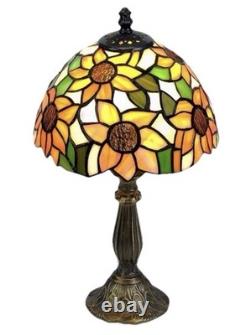 8 Tiffany-Style Stained Glass Sunflower Lamp, 3-Way Table Lamp, LED Included 8 Tiffany-Style Stained Glass Sunflower Lamp, 3-Way Table Lamp, LED Included