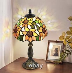 8 Tiffany-Style Stained Glass Sunflower Lamp, 3-Way Table Lamp, LED Included