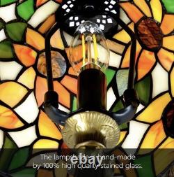 8 Tiffany-Style Stained Glass Sunflower Lamp, 3-Way Table Lamp, LED Included