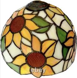 8 Tiffany-Style Stained Glass Sunflower Lamp, 3-Way Table Lamp, LED Included