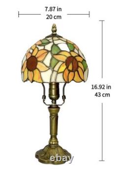 8 Tiffany-Style Stained Glass Sunflower Lamp, 3-Way Table Lamp, LED Included