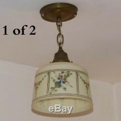 831 Vintage antique 40's Ceiling Light Pendant lamp fixture glass shade kitchen