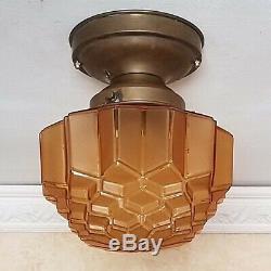 838b Vintage antique aRT Deco Glass Shade Ceiling Light Lamp Fixture porch