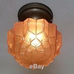 838b Vintage antique aRT Deco Glass Shade Ceiling Light Lamp Fixture porch