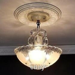 852b Vintage antique Ceiling Light Glass Shade Fixture Lamp Crystal Chandelier