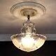 852b Vintage Antique Ceiling Light Glass Shade Fixture Lamp Crystal Chandelier