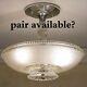 881 Vintage Antique 40's Ceiling Lamp Fixture Glass Shade Chandelier 1 Of 2