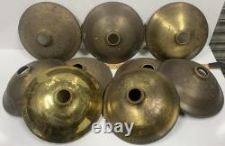 (9) Vintage industrial Brass Goose Neck Lamp Shades 11 9/16 Dia. USCG Surplus
