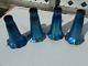 A Lot Of 4 Vintage Art Glass Lamp Shades Lily Tulip Blue / Purple