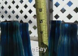 A LOT OF 4 VINTAGE ART GLASS LAMP SHADES LILY TULIP BLUE / PURPLE