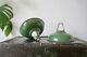 A Pair Of Vintage'coolicon' Green Enamelled Pendant Light Shades
