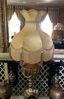 A Vintage Victorian Downton Abbey Traditional Deco100%Gold Moire Silk Lampshade