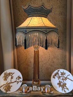 A Vintage Victorian Traditional Deco Downton Abbey Golds/green crown Lampshade