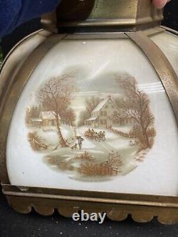 A10210 Vintage Currier & Ives Scenic Glass Lamp Shade Old Farmstead