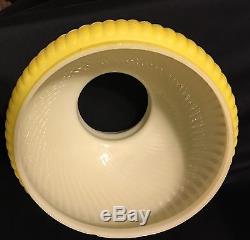 AMAZING VINTAGE DOUBLE LAMP STUDENT DESK LIGHT 7 YELLOW SWIRL GLASS SHADES EXC