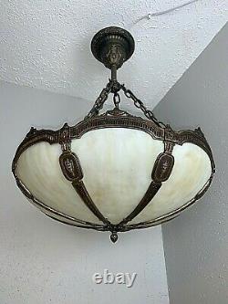 ANTIQUE 1910-20s BRADLEY & HUBBARD HANGING SHADE FIXTURE