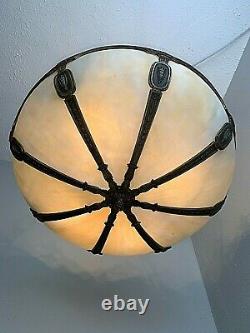 ANTIQUE 1910-20s BRADLEY & HUBBARD HANGING SHADE FIXTURE