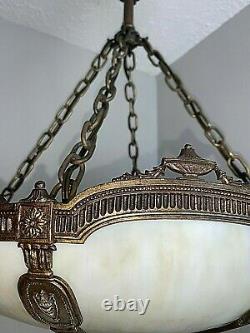 ANTIQUE 1910-20s BRADLEY & HUBBARD HANGING SHADE FIXTURE