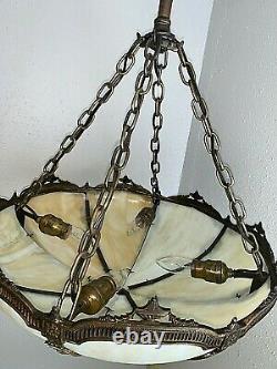 ANTIQUE 1910-20s BRADLEY & HUBBARD HANGING SHADE FIXTURE