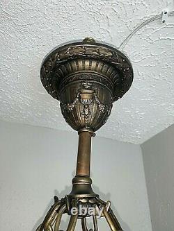 ANTIQUE 1910-20s BRADLEY & HUBBARD HANGING SHADE FIXTURE