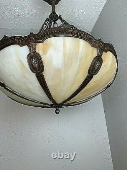 ANTIQUE 1910-20s BRADLEY & HUBBARD HANGING SHADE FIXTURE