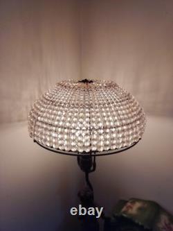 ANTIQUE ART DECO Ceiling CZECHOSLOVAKIAN GLASS BEADED ROUND LAMP SHADE 6x11