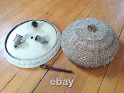 ANTIQUE ART DECO Ceiling CZECHOSLOVAKIAN GLASS BEADED ROUND LAMP SHADE 6x11