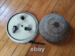 ANTIQUE ART DECO Ceiling CZECHOSLOVAKIAN GLASS BEADED ROUND LAMP SHADE 6x11